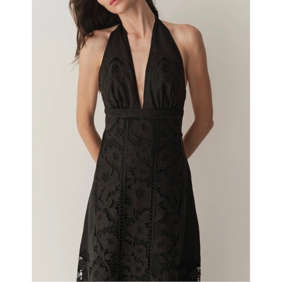 NWT DÔEN Heirloom Maxi Lace Black Mariza Linen Dress - Picture 3 of 8